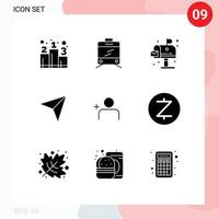 9 User Interface Solid Glyph Pack of modern Signs and Symbols of zcash instagram life discover people marker Editable Vector Design Elements