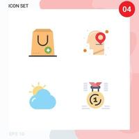 Modern Set of 4 Flat Icons Pictograph of add cloud e location shinning Editable Vector Design Elements