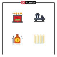 Editable Vector Line Pack of 4 Simple Flat Icons of install money computer send fund Editable Vector Design Elements