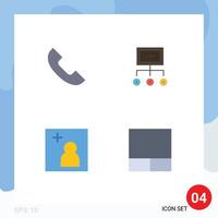 Pictogram Set of 4 Simple Flat Icons of call organization mobile chart process Editable Vector Design Elements