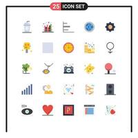 25 Universal Flat Color Signs Symbols of basic help finance global center Editable Vector Design Elements