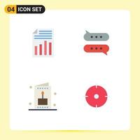 Universal Icon Symbols Group of 4 Modern Flat Icons of document card report chat kid Editable Vector Design Elements