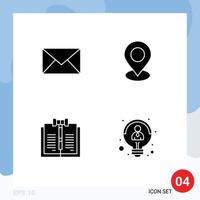 Set of 4 Modern UI Icons Symbols Signs for email copyright sms marker law Editable Vector Design Elements