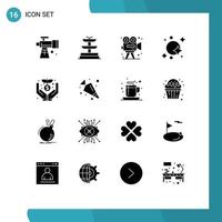 16 Universal Solid Glyph Signs Symbols of donation spaceship art space galaxy Editable Vector Design Elements