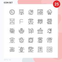 25 Universal Line Signs Symbols of programming develop home light coding knowledge Editable Vector Design Elements