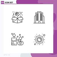 4 User Interface Line Pack of modern Signs and Symbols of birthday candle building aroma fitness Editable Vector Design Elements