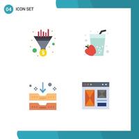 Editable Vector Line Pack of 4 Simple Flat Icons of filter archive drawer seo food office Editable Vector Design Elements