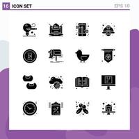 Mobile Interface Solid Glyph Set of 16 Pictograms of worker hat protection answers construction questions Editable Vector Design Elements