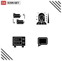 4 Creative Icons Modern Signs and Symbols of folder women file sharing player money Editable Vector Design Elements