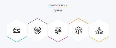 Spring 25 Line icon pack including christmas. spring. flower. weather. umbrella vector