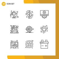 9 Creative Icons Modern Signs and Symbols of work performance play wind renewable Editable Vector Design Elements