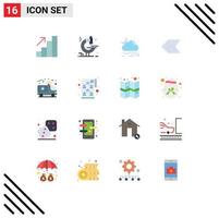 Flat Color Pack of 16 Universal Symbols of planning health rain care left Editable Pack of Creative Vector Design Elements