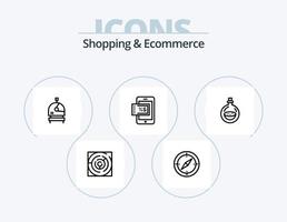 Shopping And Ecommerce Line Icon Pack 5 Icon Design. package. tag. globe. information. world vector