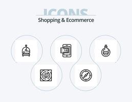 Shopping And Ecommerce Line Icon Pack 5 Icon Design. package. tag. globe. information. world vector