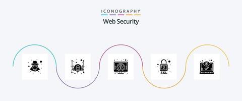 Web Security Glyph 5 Icon Pack Including screen. computer. pc. security. security vector