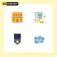 4 Universal Flat Icons Set for Web and Mobile Applications construction military building tax soldier Editable Vector Design Elements