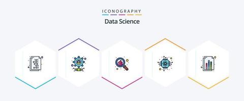 Data Science 25 FilledLine icon pack including graph. analytics. graph. science. microchip vector