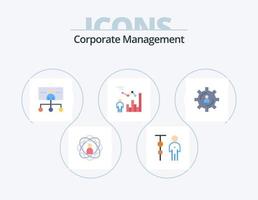 Corporate Management Flat Icon Pack 5 Icon Design. efficiency. chart. corporate management. organization. leadership vector