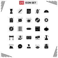 Pictogram Set of 25 Simple Solid Glyphs of gauge feature document watch device Editable Vector Design Elements