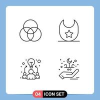 Stock Vector Icon Pack of 4 Line Signs and Symbols for circles work baby business lettering Editable Vector Design Elements