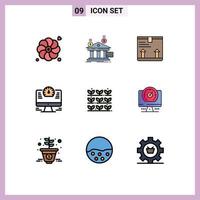 9 Creative Icons Modern Signs and Symbols of grower watch deliver time computer Editable Vector Design Elements