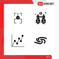 Set of 4 Modern UI Icons Symbols Signs for prototype card chart find syscoin Editable Vector Design Elements