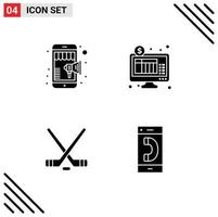 User Interface Solid Glyph Pack of modern Signs and Symbols of online ice sport mobile marketing internet banking american Editable Vector Design Elements