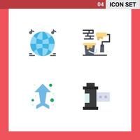 Set of 4 Vector Flat Icons on Grid for world up paint brush brush camera Editable Vector Design Elements