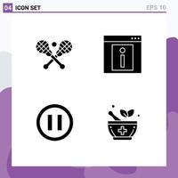 Pack of 4 creative Solid Glyphs of crosse media sticks information pause Editable Vector Design Elements