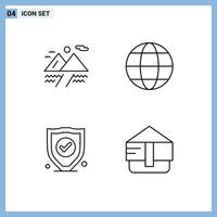 4 Creative Icons Modern Signs and Symbols of camping security earth nature fashion Editable Vector Design Elements