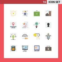 Set of 16 Modern UI Icons Symbols Signs for contact firewall and brick shop Editable Pack of Creative Vector Design Elements