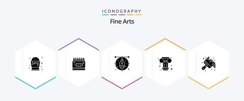 Fine Arts 25 Glyph icon pack including arts. greek. art. column. pencil vector