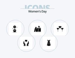 Womens Day Glyph Icon Pack 5 Icon Design. day. women. wedding. flower. plant vector