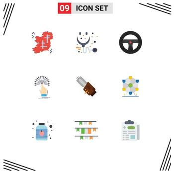 Mobile Interface Flat Color Set of 9 Pictograms of saw digital stethoscope destination reach Editable Vector Design Elements