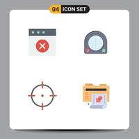 Set of 4 Modern UI Icons Symbols Signs for app target fan home process Editable Vector Design Elements