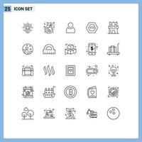 Set of 25 Modern UI Icons Symbols Signs for sand castle user beach minus Editable Vector Design Elements