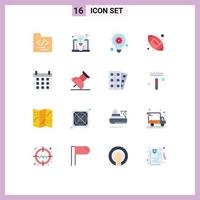 Flat Color Pack of 16 Universal Symbols of marker holidays idea calendar ball Editable Pack of Creative Vector Design Elements