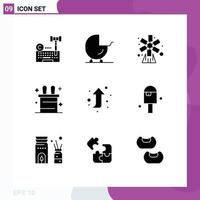 Group of 9 Modern Solid Glyphs Set for forward rabbit pram magic trick nature Editable Vector Design Elements