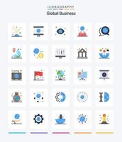 Creative Global Business 25 Flat icon pack  Such As person. international. eye. human. vision vector