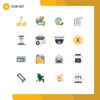 16 Thematic Vector Flat Colors and Editable Symbols of checklist invoice american report protective Editable Pack of Creative Vector Design Elements