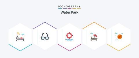 Water Park 25 Flat icon pack including water. valentines day. lifesaver. romance. fountain vector