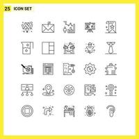 Modern Set of 25 Lines Pictograph of graph board flagged presentation management Editable Vector Design Elements