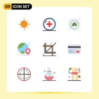 9 Thematic Vector Flat Colors and Editable Symbols of crop tour no diet world map Editable Vector Design Elements