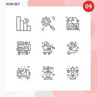 User Interface Pack of 9 Basic Outlines of medical bed effective slash no Editable Vector Design Elements