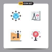 Group of 4 Flat Icons Signs and Symbols for connection download world file internet Editable Vector Design Elements