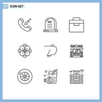Modern Set of 9 Outlines and symbols such as digibyte flower rip anemone flower toolbox Editable Vector Design Elements