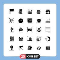 Universal Icon Symbols Group of 25 Modern Solid Glyphs of workshop seminar farm presentation psd Editable Vector Design Elements