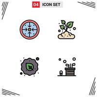 Set of 4 Modern UI Icons Symbols Signs for stages diet operation farming raw Editable Vector Design Elements