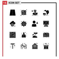 Pack of 16 Modern Solid Glyphs Signs and Symbols for Web Print Media such as garbage dump postcard school scientist Editable Vector Design Elements