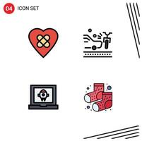 Group of 4 Filledline Flat Colors Signs and Symbols for heal launch accident crash dots Editable Vector Design Elements